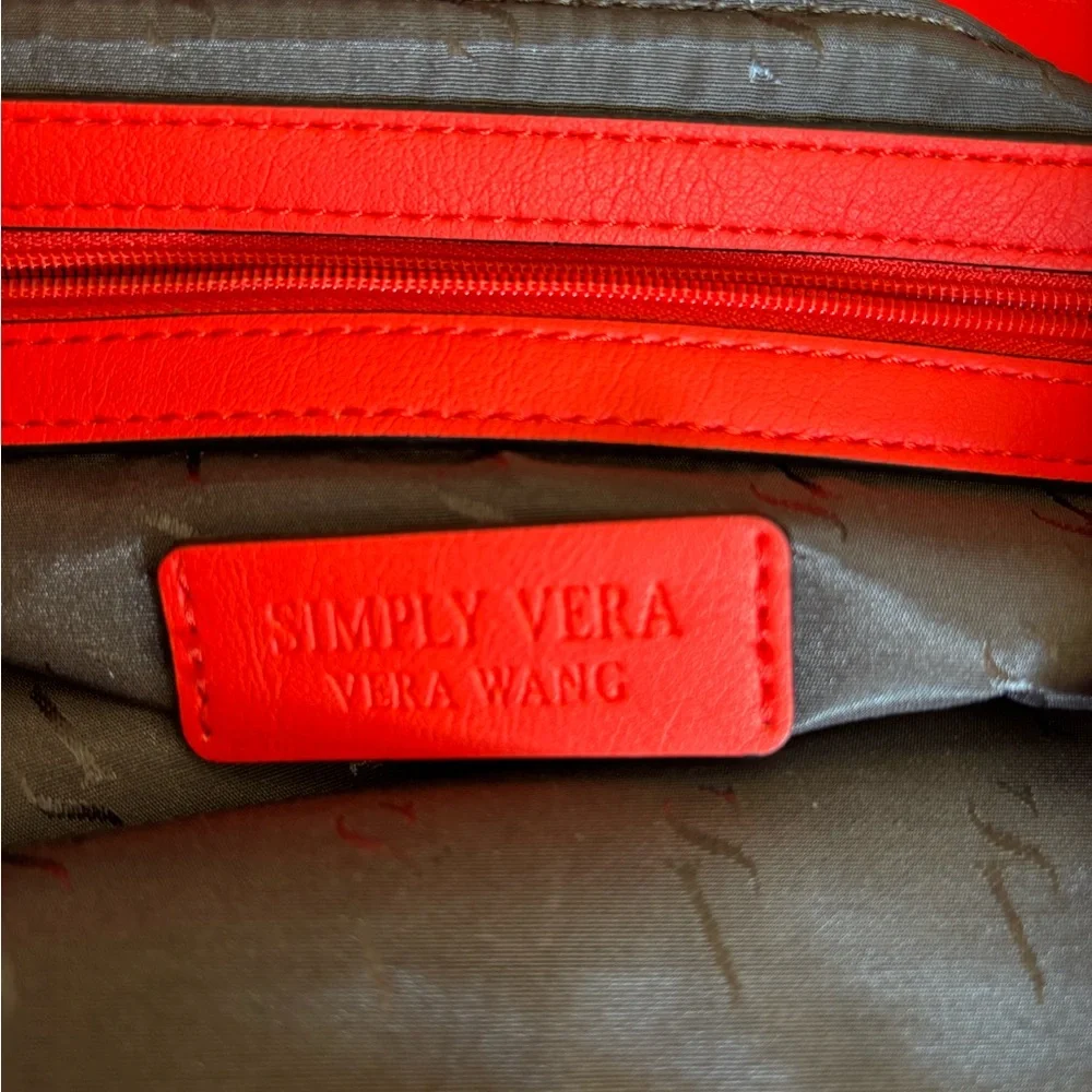 Simply Vera Wang Stylish Red and Tan Women's Bag - Picture 10 of 16